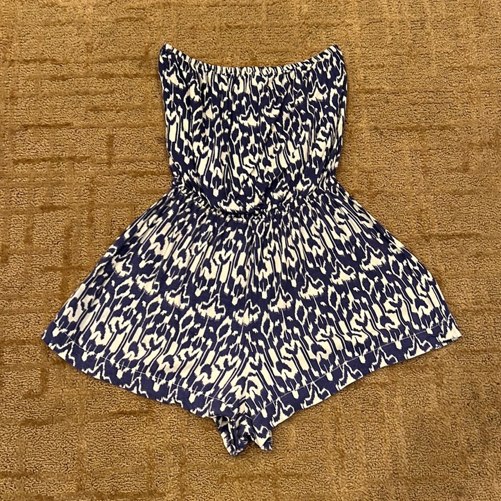 Blu Moon Purple & Cream Strapless Romper